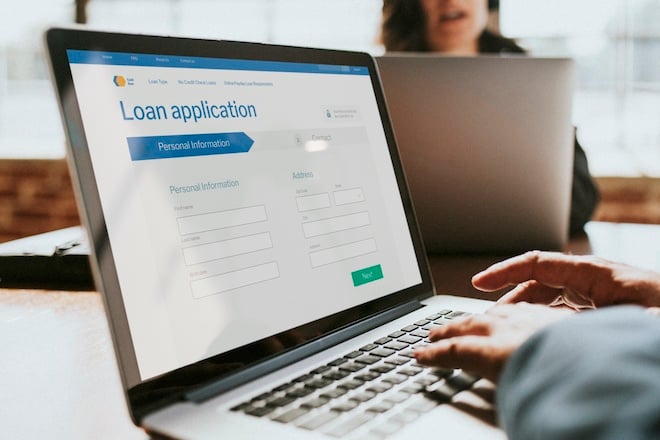 applying for bank loan on computer