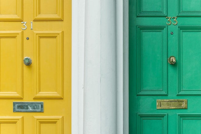 yellow and green doors