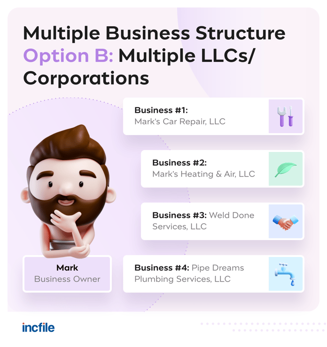 multiple LLCs and corporations